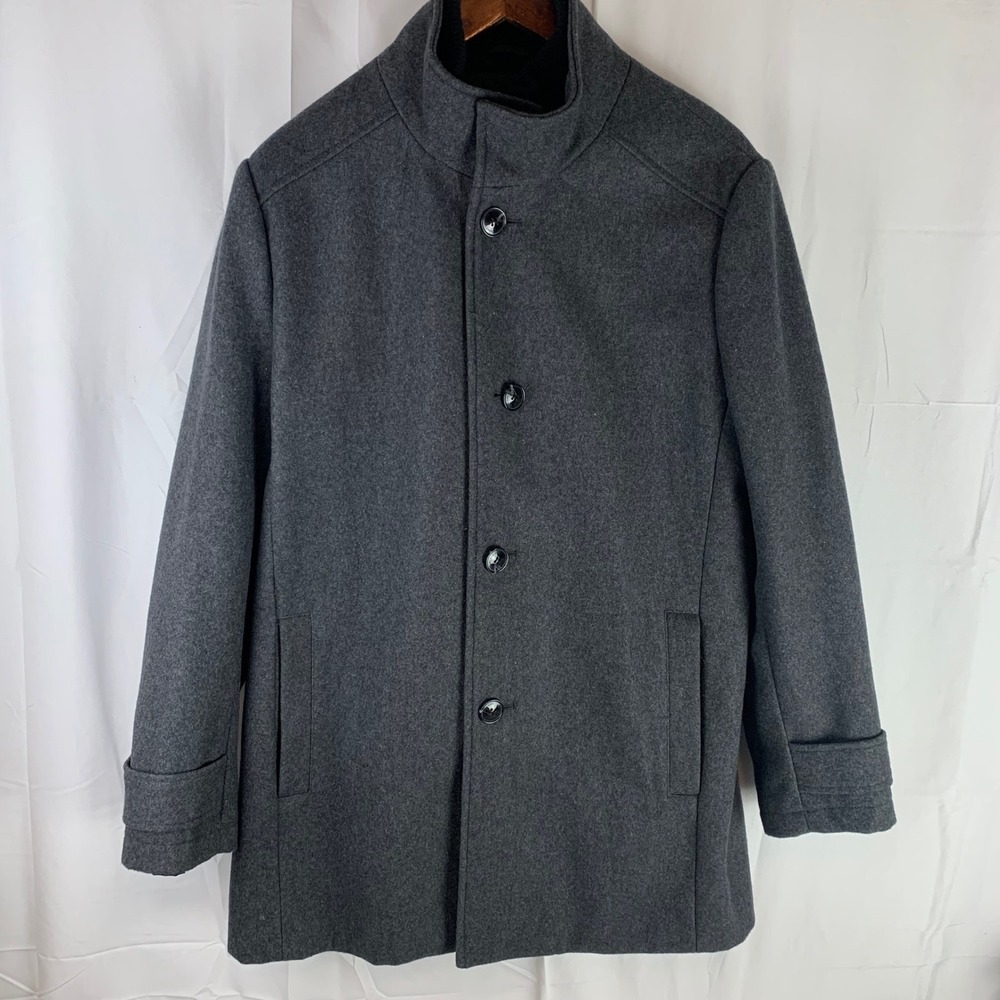 Marc‎ New York Andrew Marc Coat Mens M Grey Wool Blend Double Layer Car Coat